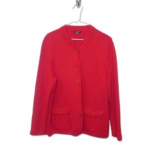 TALBOTS Mandarin Collar Sweater Blazer - Red 1X